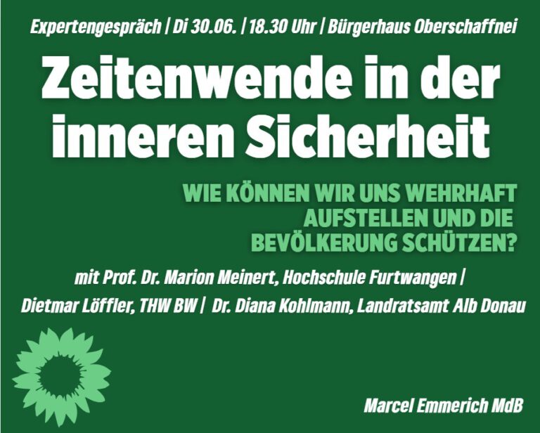 Zeitenwende in der inneren Sicherheit – Anmeldung zur Veranstaltung am 30. Juni, 18.30 Uhr, Ehingen